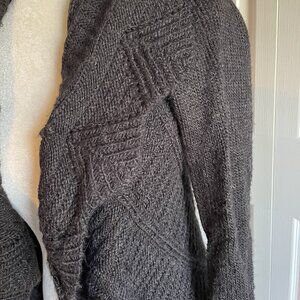 BCBG Maxazria Cardigan Sweater Womens Medium Petite Dark Gray Black Alpaca Blend